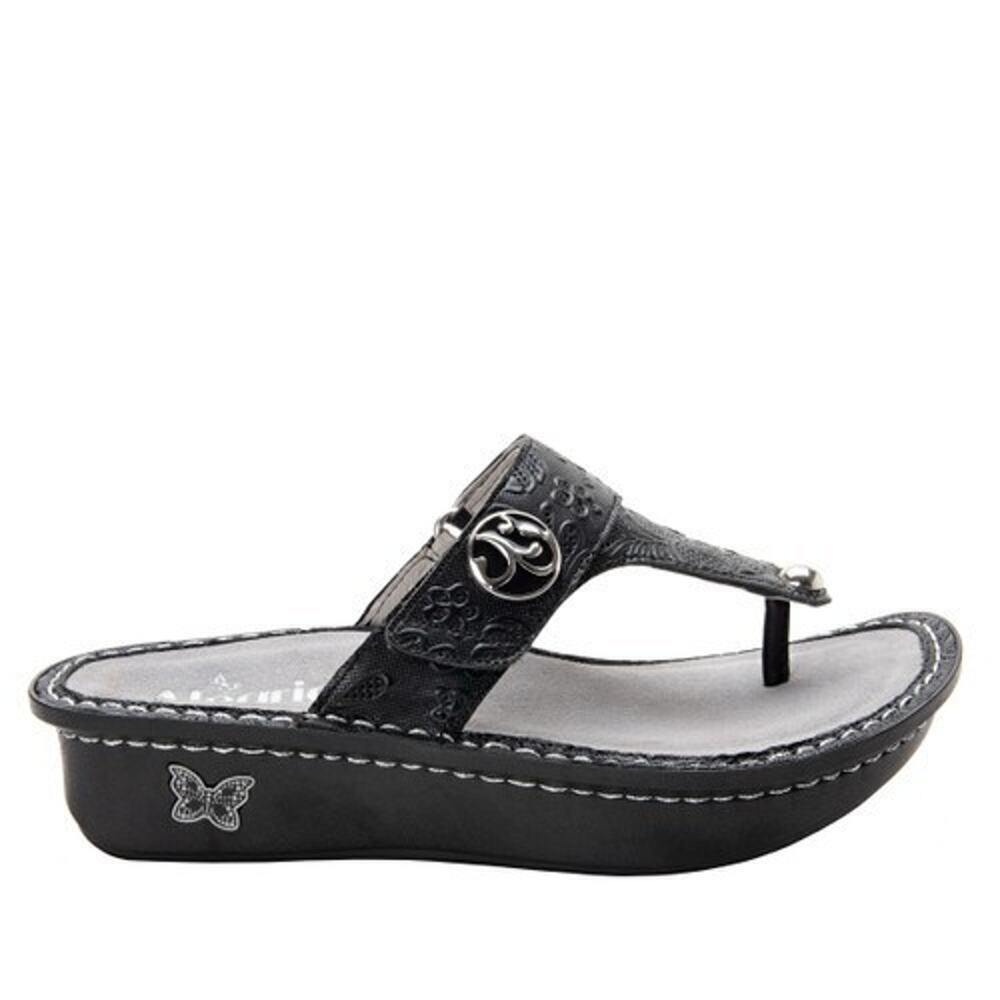 NEW Alegria Women's 8.5-9 Carina Thong Sandals Hello Doily BLACK Size 38 - Picture 2 of 16